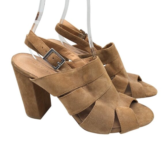 Halogen Womens Raven Sandals Slingback Block Heel Suede Open Toe Brown 9 - Picture 1 of 9